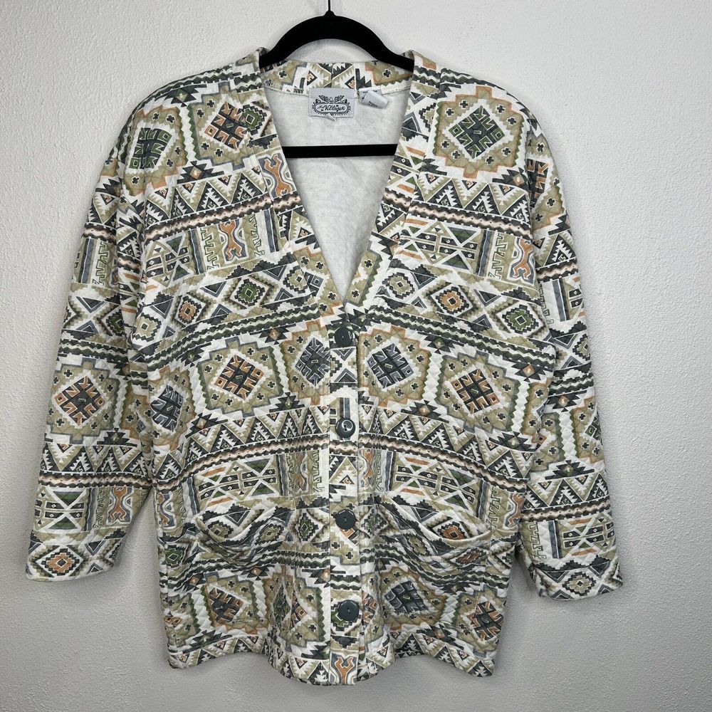 The Villager Vintage Quilted Jacket Womens M Geometric Southwestern Aztec